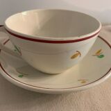 2 cups and 2 sub cups old earthenware Gien model Mireille
