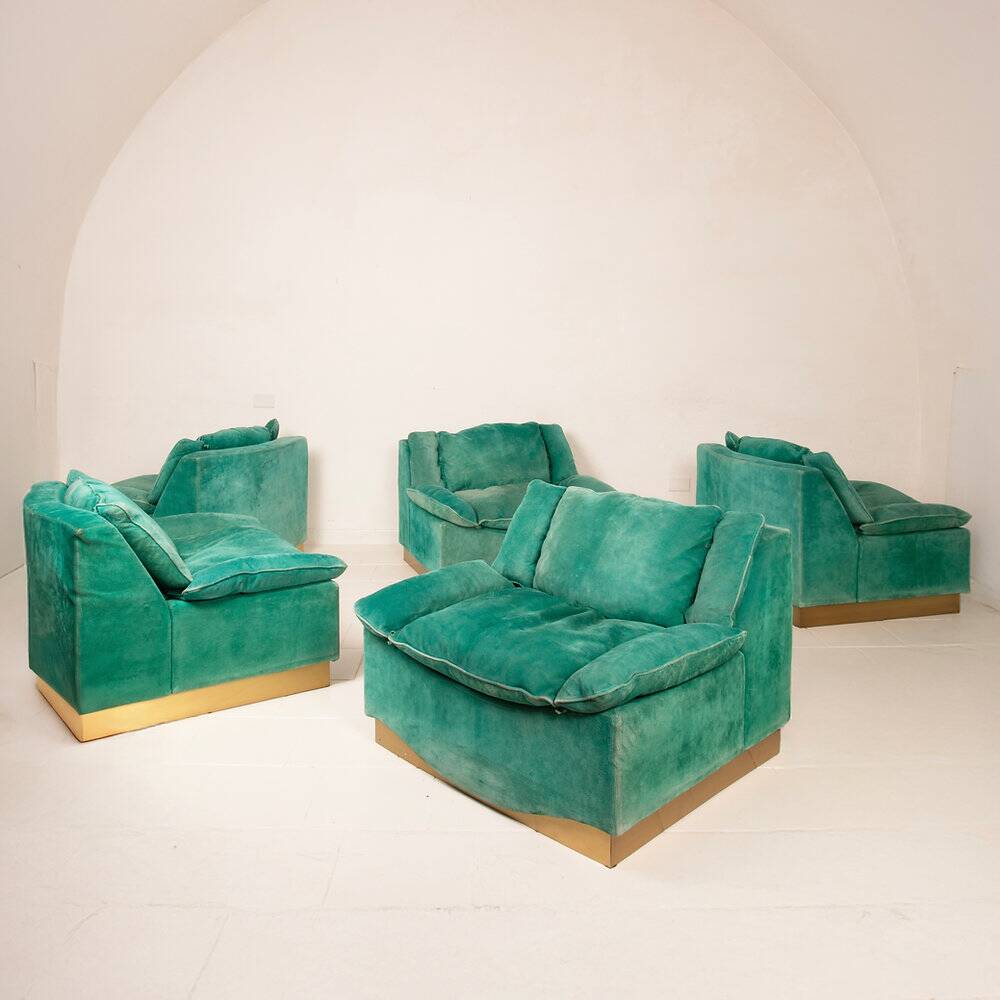 Set of 5 Stropiccio armchairs by Luciano Frigerio for Frigerio di Desio 1975