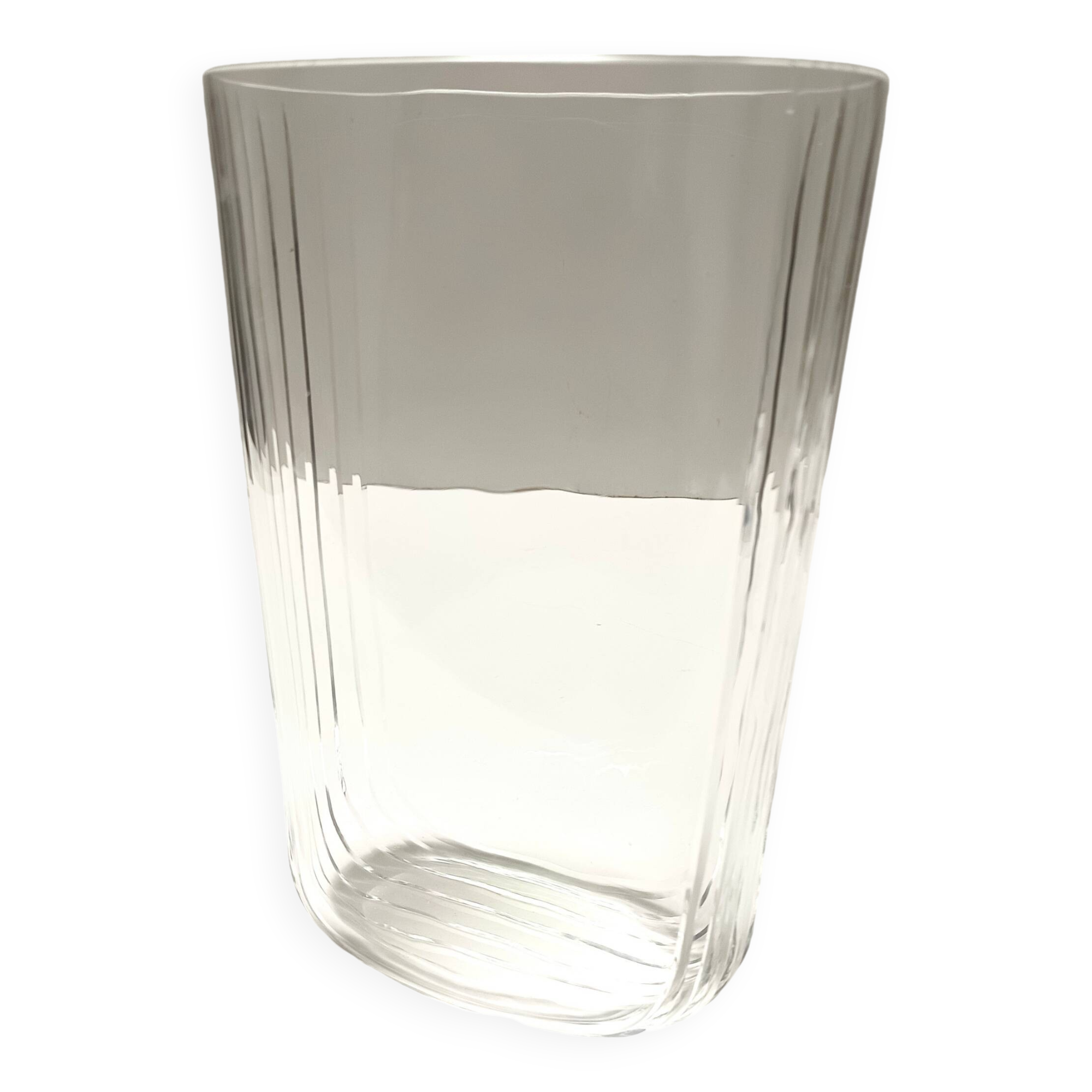 Rectangular Transparent Murano Glass Vase by Carlo Moretti, Signed, Italy 1990s