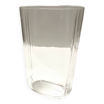 Vase rectangulaire en verre de Murano transparent par Carlo Moretti, signé, Italie, années 1990