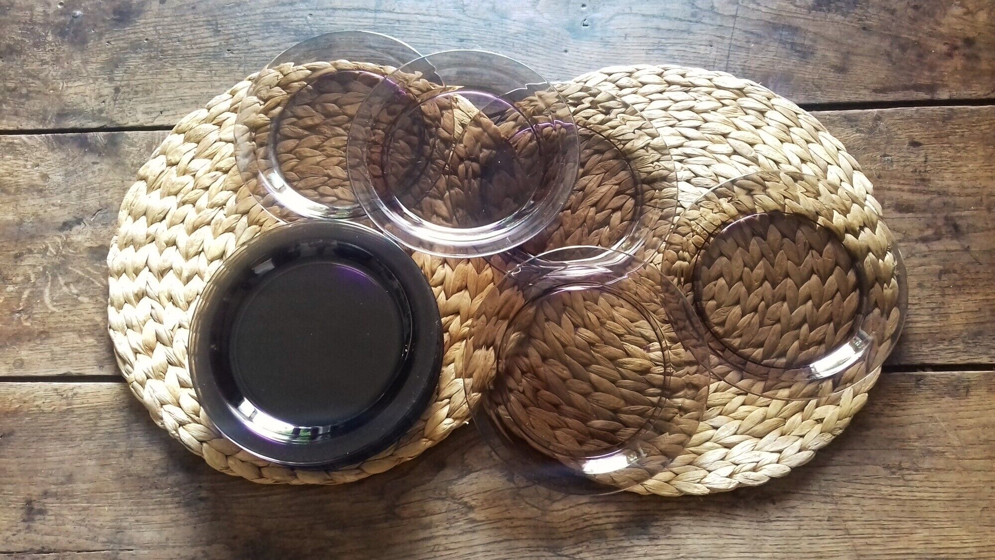 Lot 12 plates Vereco Glass soaked brown vintage brown