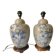 Pair of celadon crackle ceramic lamp bases decorated with flowers.