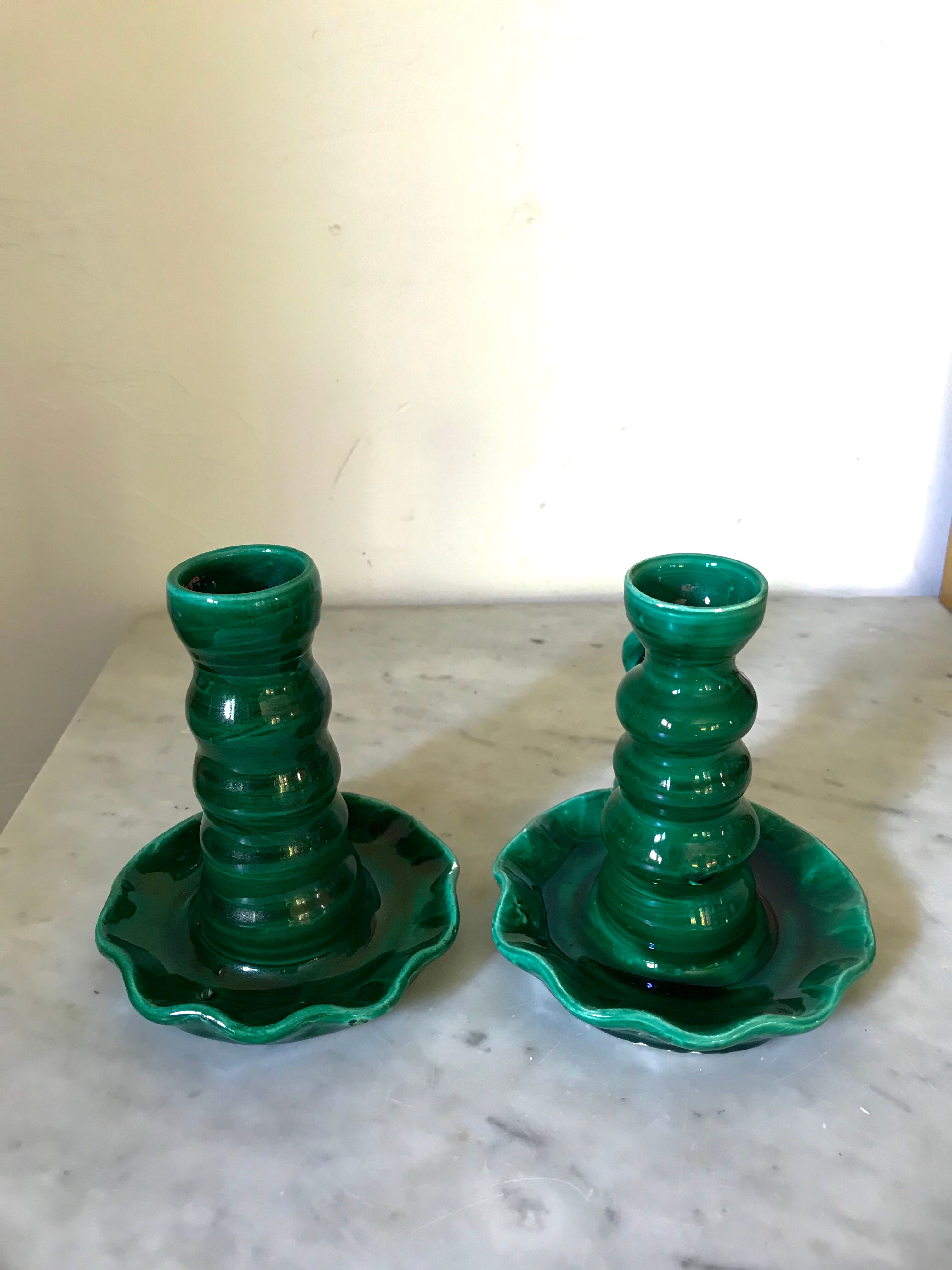 Pair of ceramic candlesticks