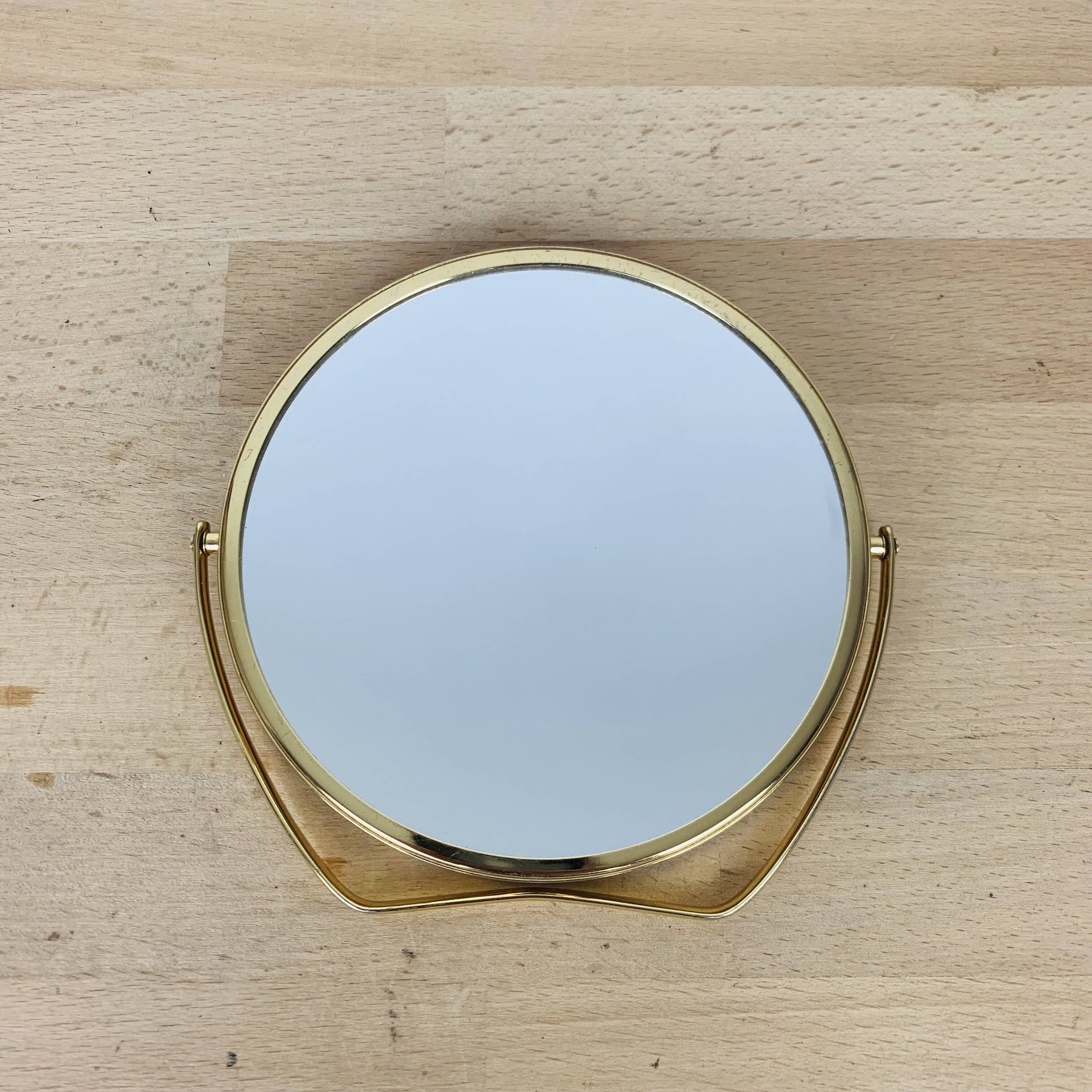 Barber mirror to stand in gold metal 14 cm