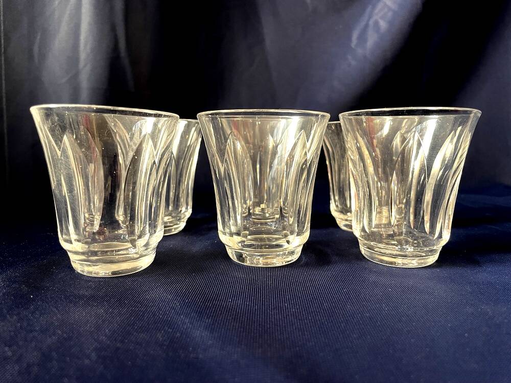 6 glass shot or vodka glasses with leaf decoration