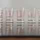 Set of 7 vintage glasses bordered gold and red years 50/60