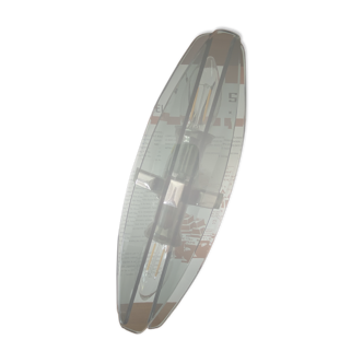 Veca wall lamp in smoked grey glass and chrome metal.