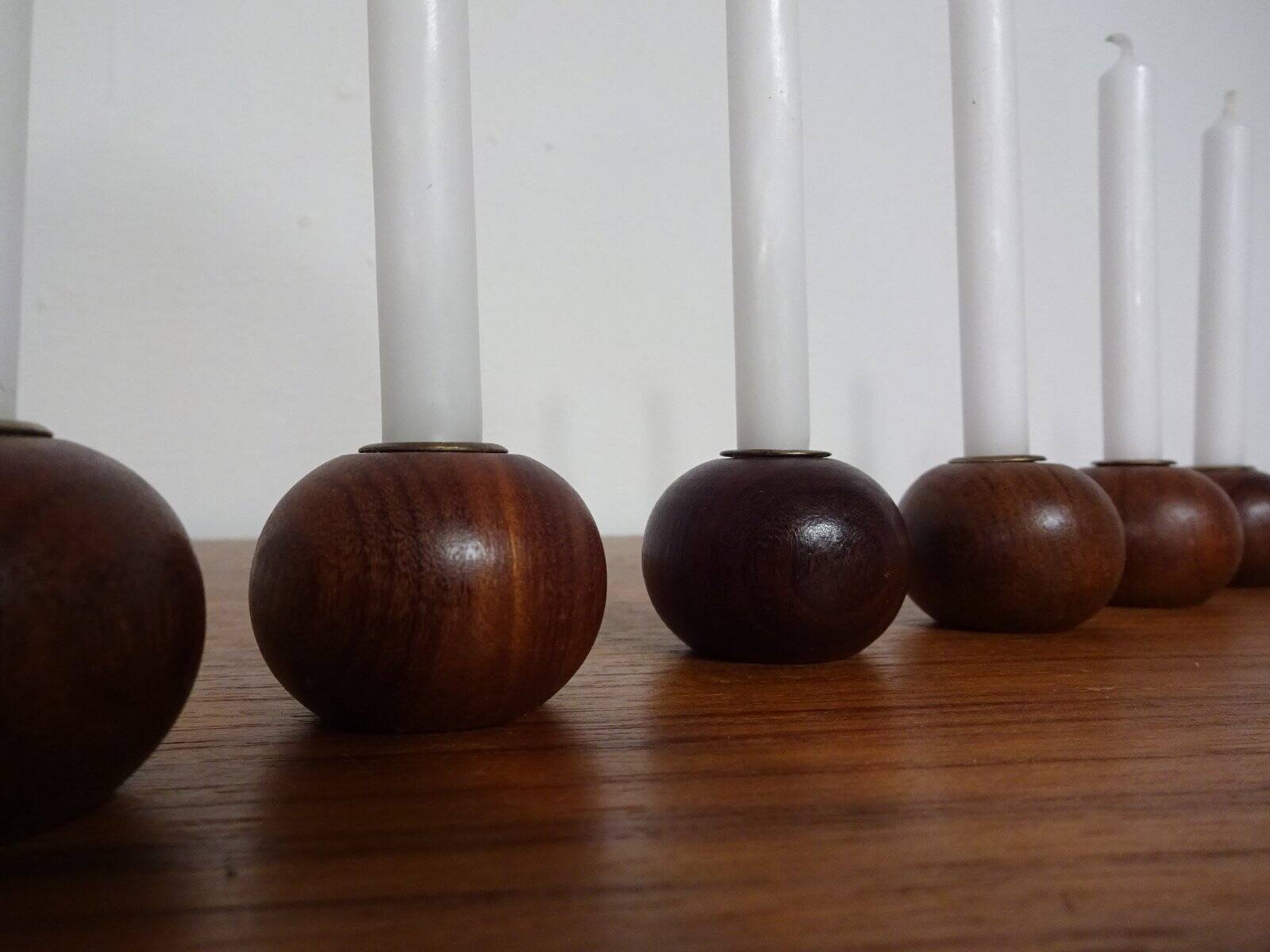 Danish Teak Candleholders, 1960s, Set of 6
