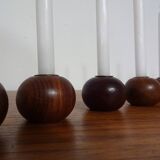 Danish Teak Candleholders, 1960s, Set of 6