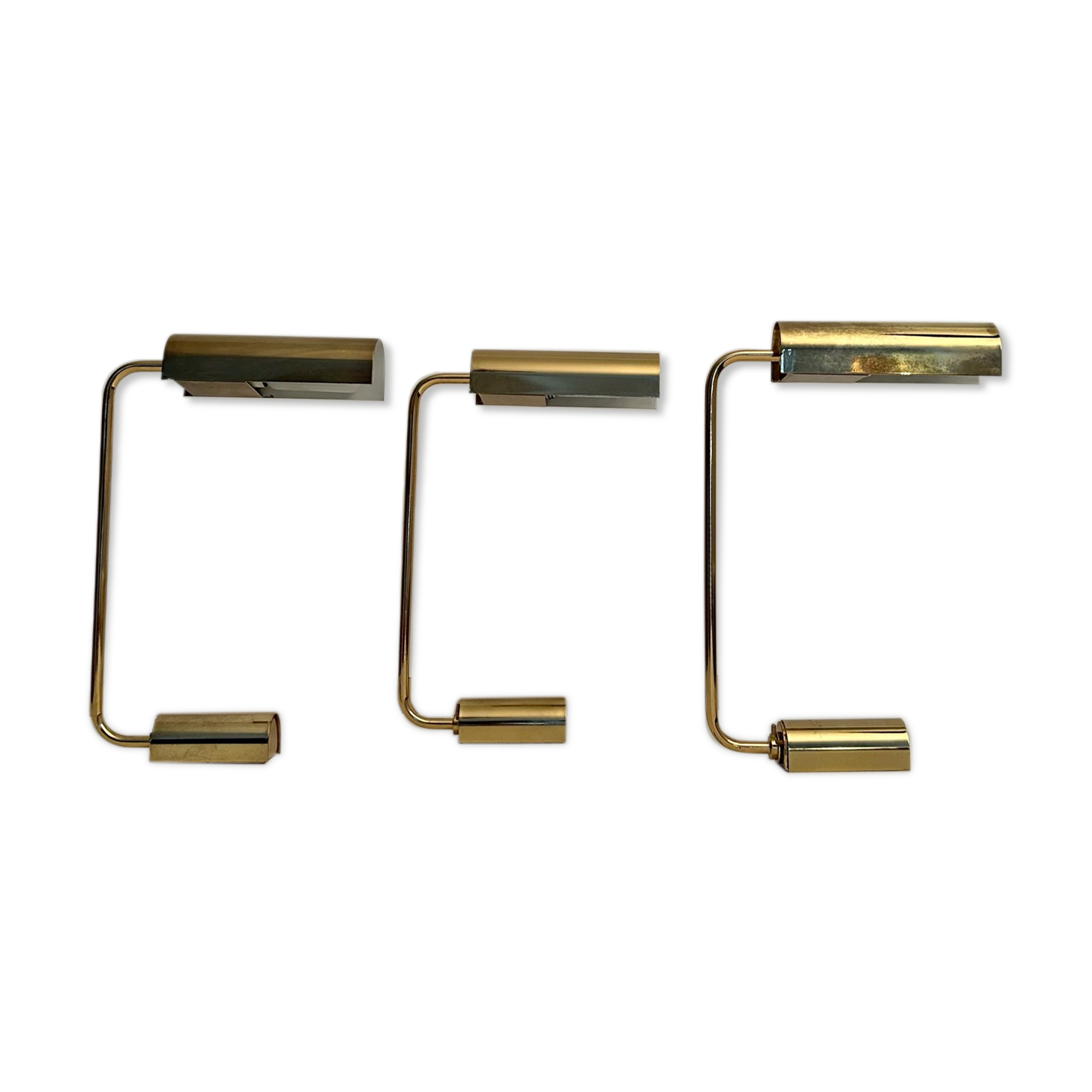 Set de 3 appliques vintage orientable, laiton, France 1970