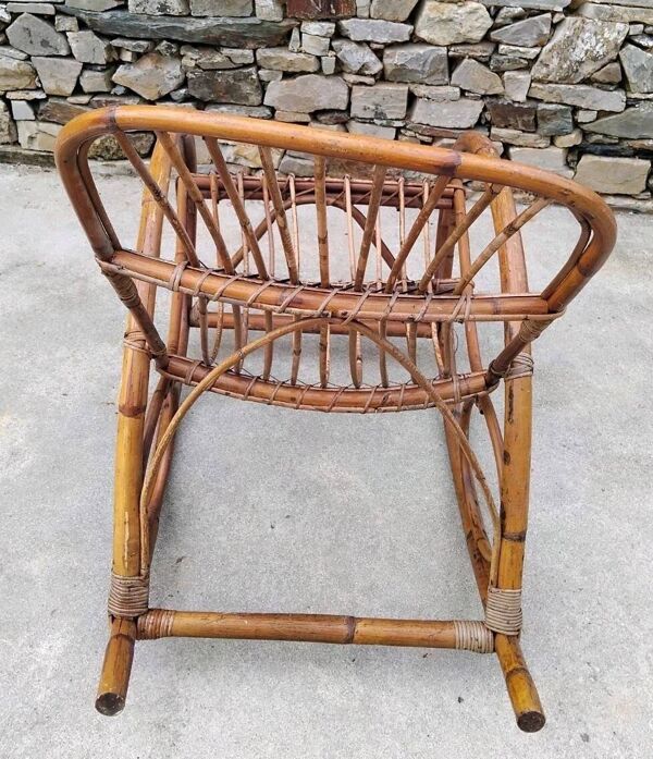 Rocking-Chair En Rotin Vintage
