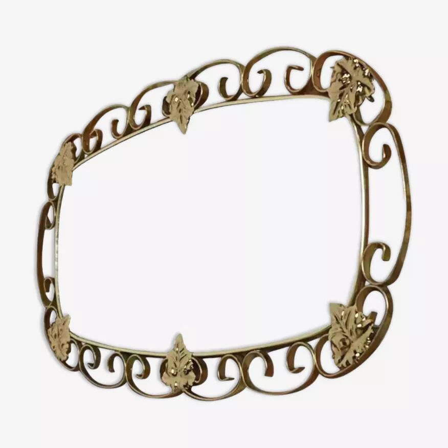 1950s oval brass mirror - 38x69cm