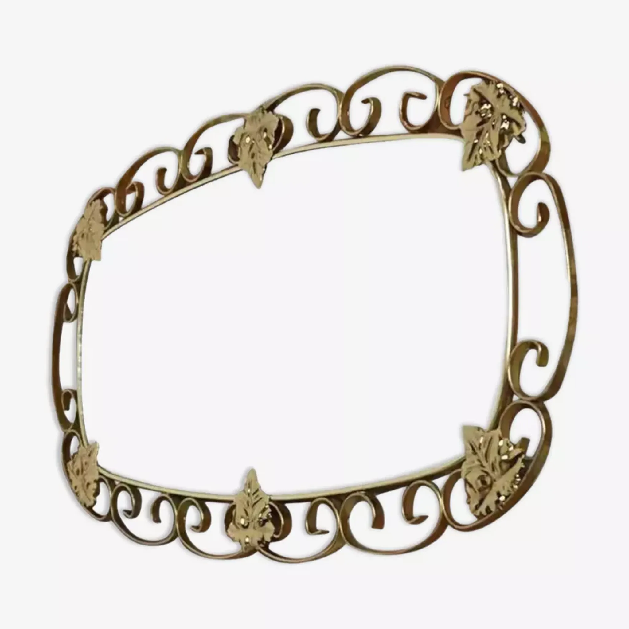 1950s oval brass mirror - 38x69cm