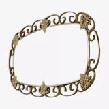 Miroir ovale années 50 en laiton - 38x69cm