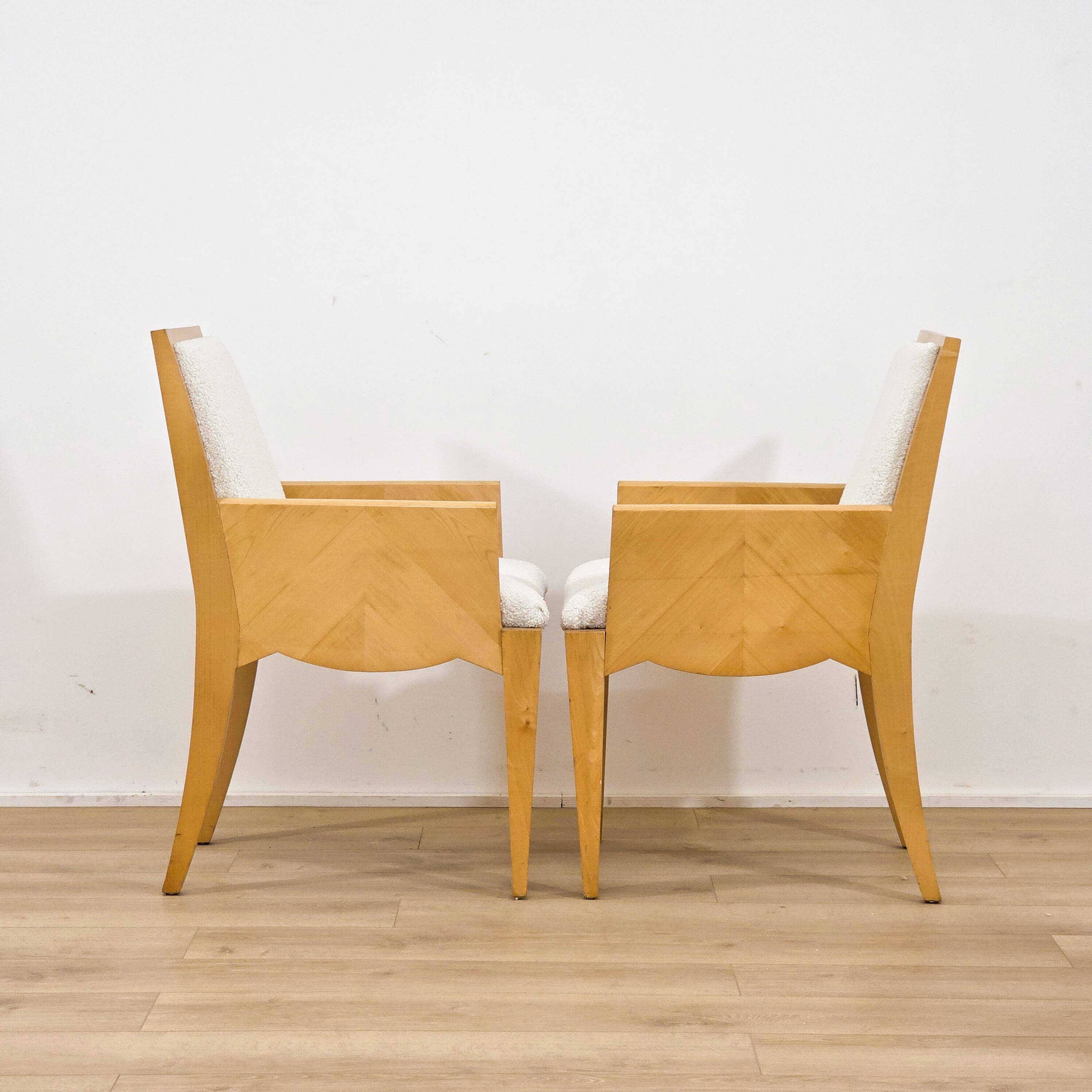 Set of five antique wooden chairs / armchairs.