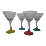4 colored champagne glasses