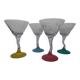 4 colored champagne glasses