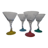 4 colored champagne glasses