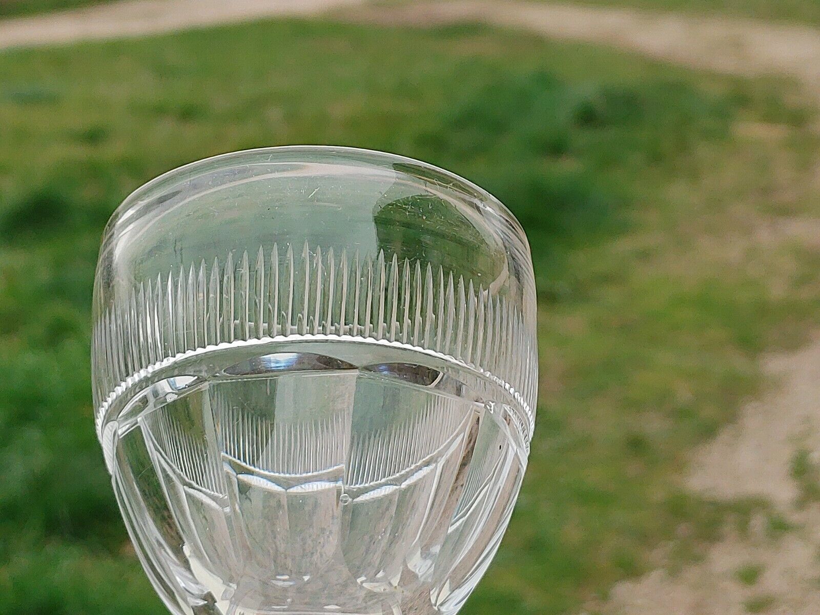 Saint Louis White wine glass or port Crystal cut Trianon circa 1840