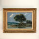 Old painting: Landscape by the water - Oil on panel