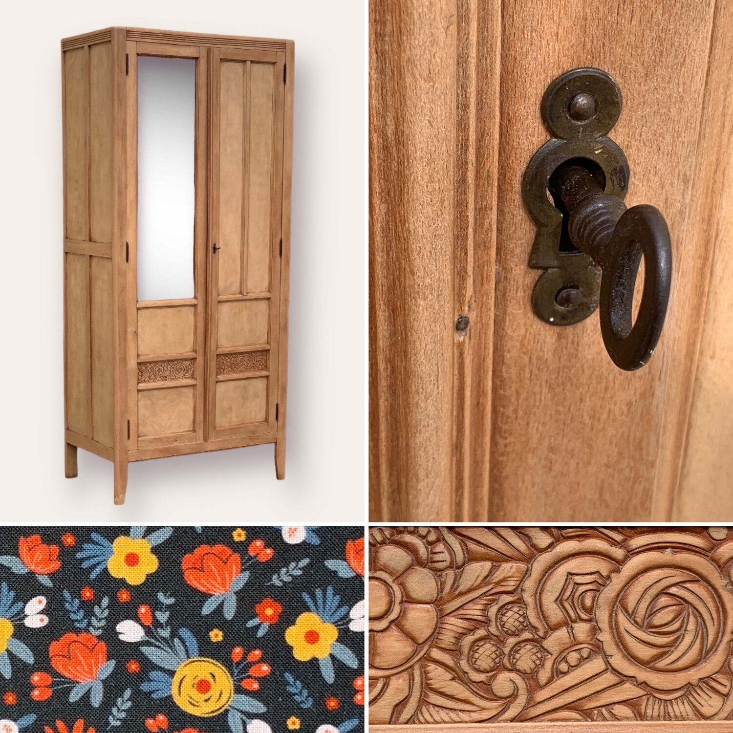 Parisian art deco cabinet 1930 raw wood