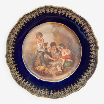 Assiette décorée Limoges bleu de four T. Haviland années 30