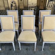 Suite of 6 louis XVI style chairs yellow velvet