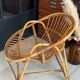 Vintage adult rattan armchair basket
