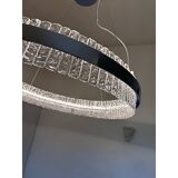 Murano Glass Pendant Chandelier Hammered Clear Glass in Polish Kromo Ring W