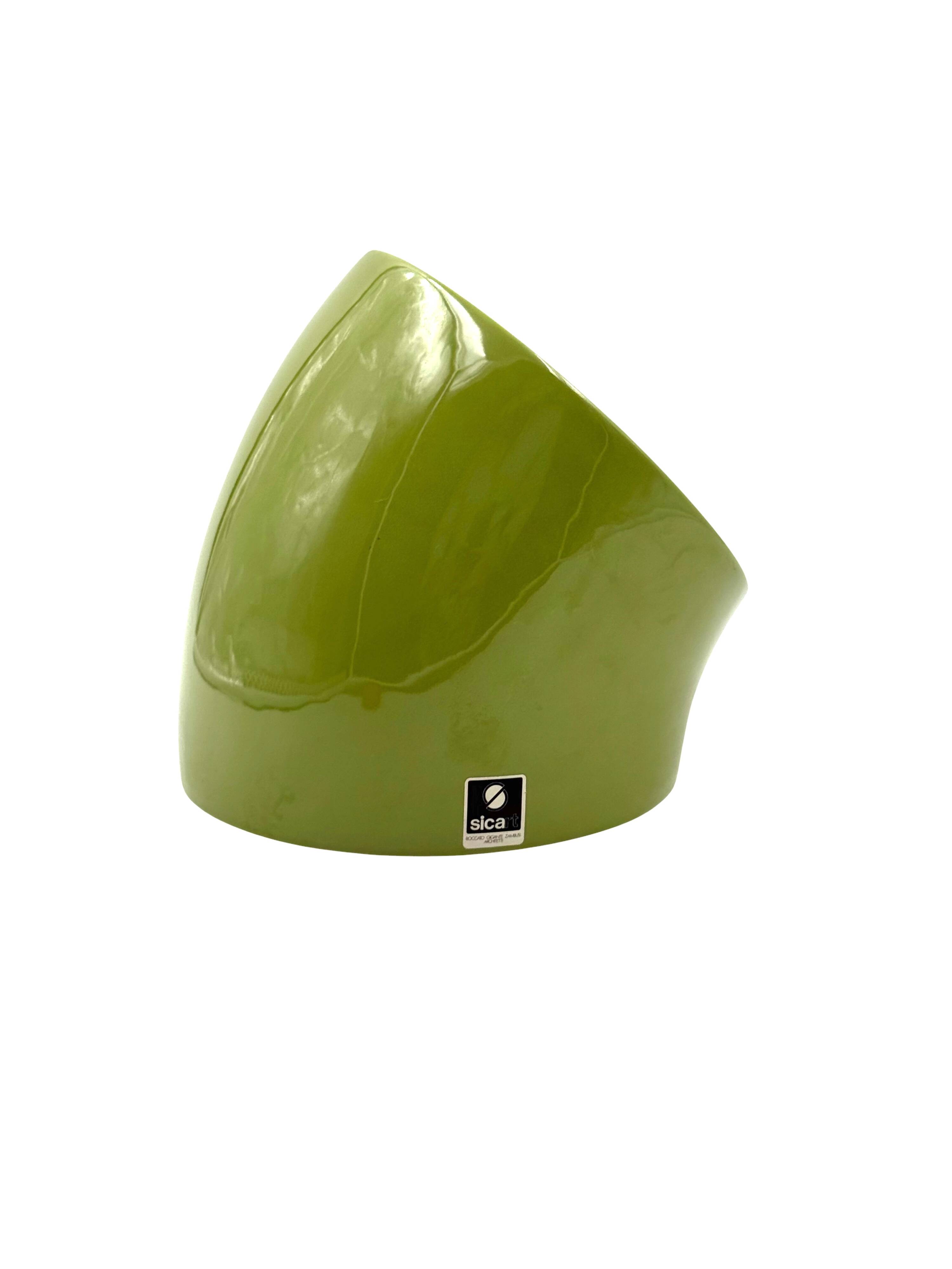 Space age set of 2 green ceramic vide poche, Sicart Italy ca. 1970