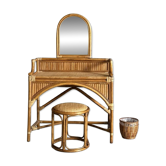 Vintage rattan dressing table and its accessories.