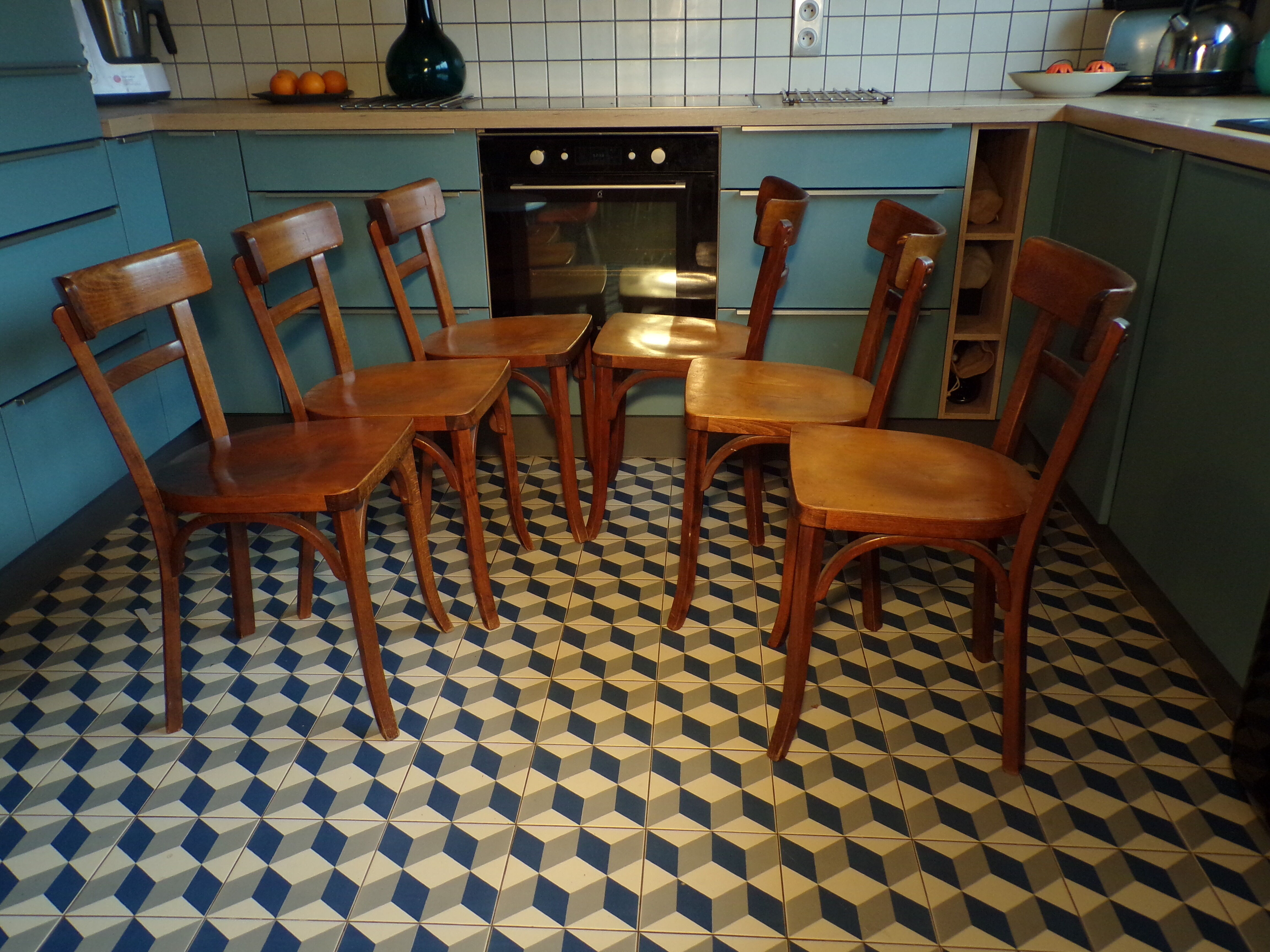 Set of 6 chairs bistro Baumann 1950