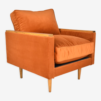 Restored vintage armchair Cube, 1970s, russet velvet