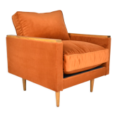 Fauteuil vintage Cube restauré, années 1970, velours roux