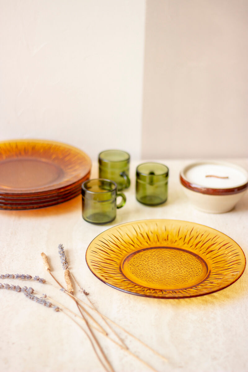 6 assiette plates vintage modèle Soleil, Vereco France