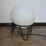 Vintage globe lamp – 1980s, frosted glass, metal frame, E27