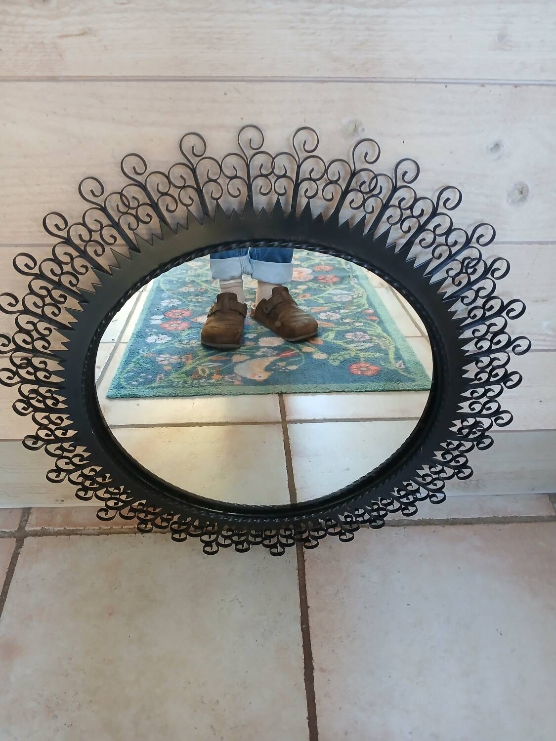 Miroir ancien en fer forgé Chaty Vallauris