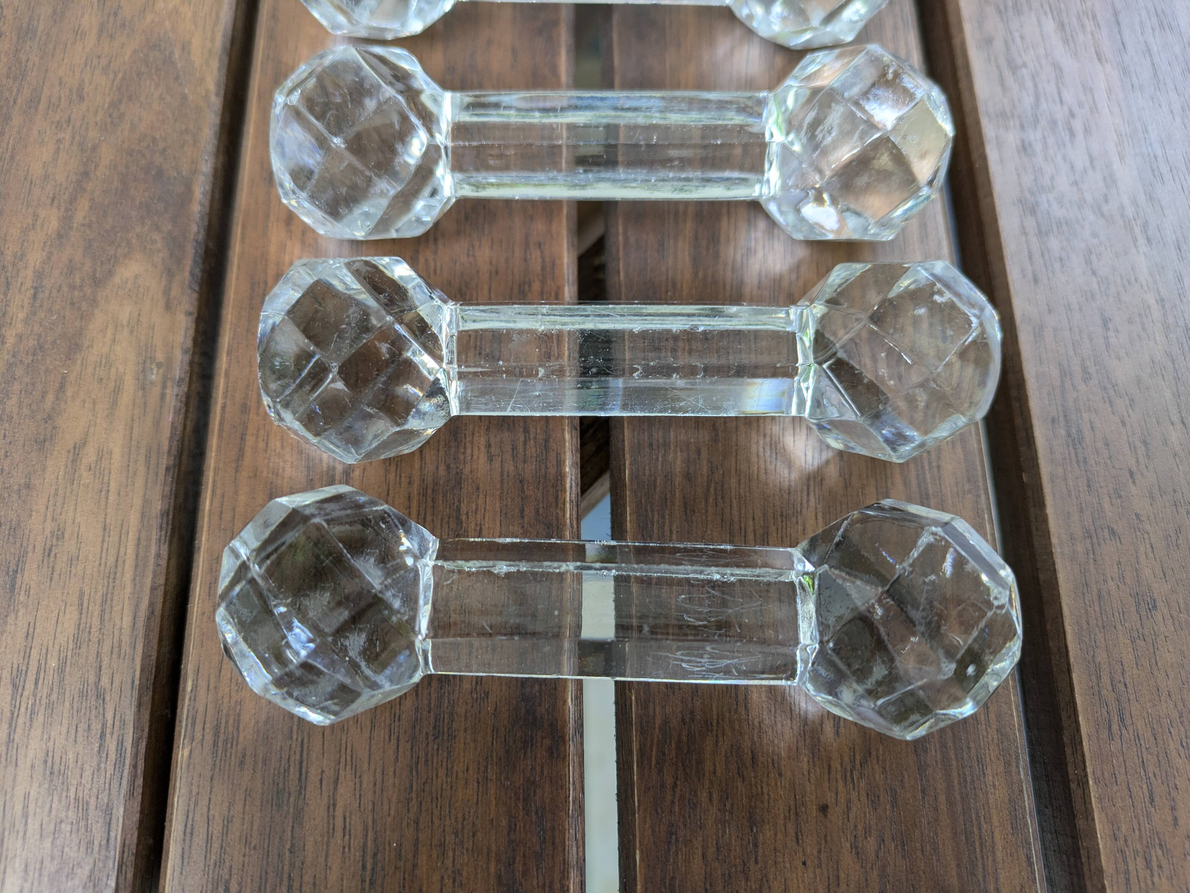 Set of 6 Antique Diamond Point Glass or Crystal Knife Rests