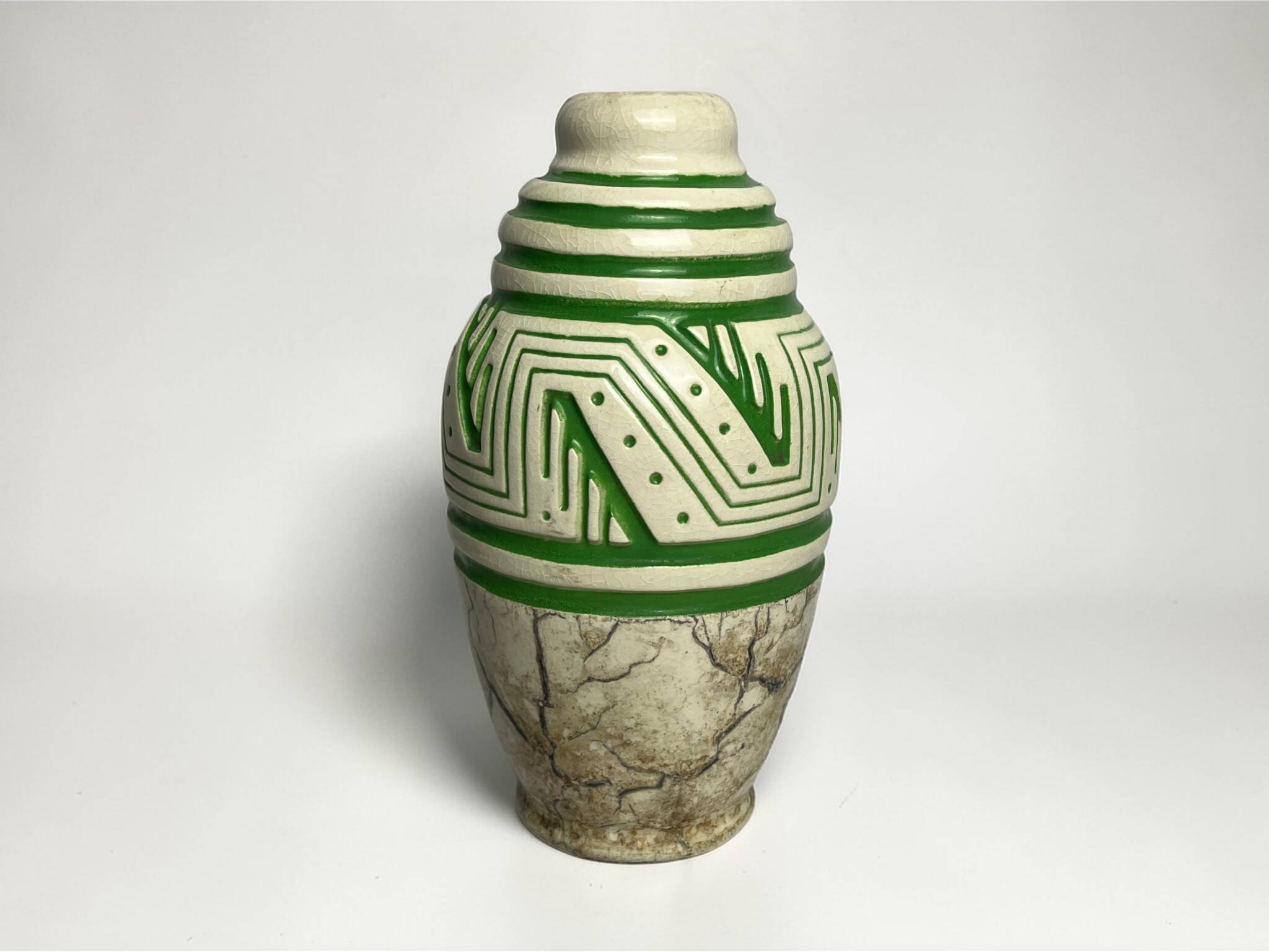 Art déco, vase ovoïde faïence signé Géo Condé et Mougin vers 1930