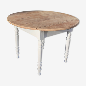 Table  abattant chêne massif bois brut blanc