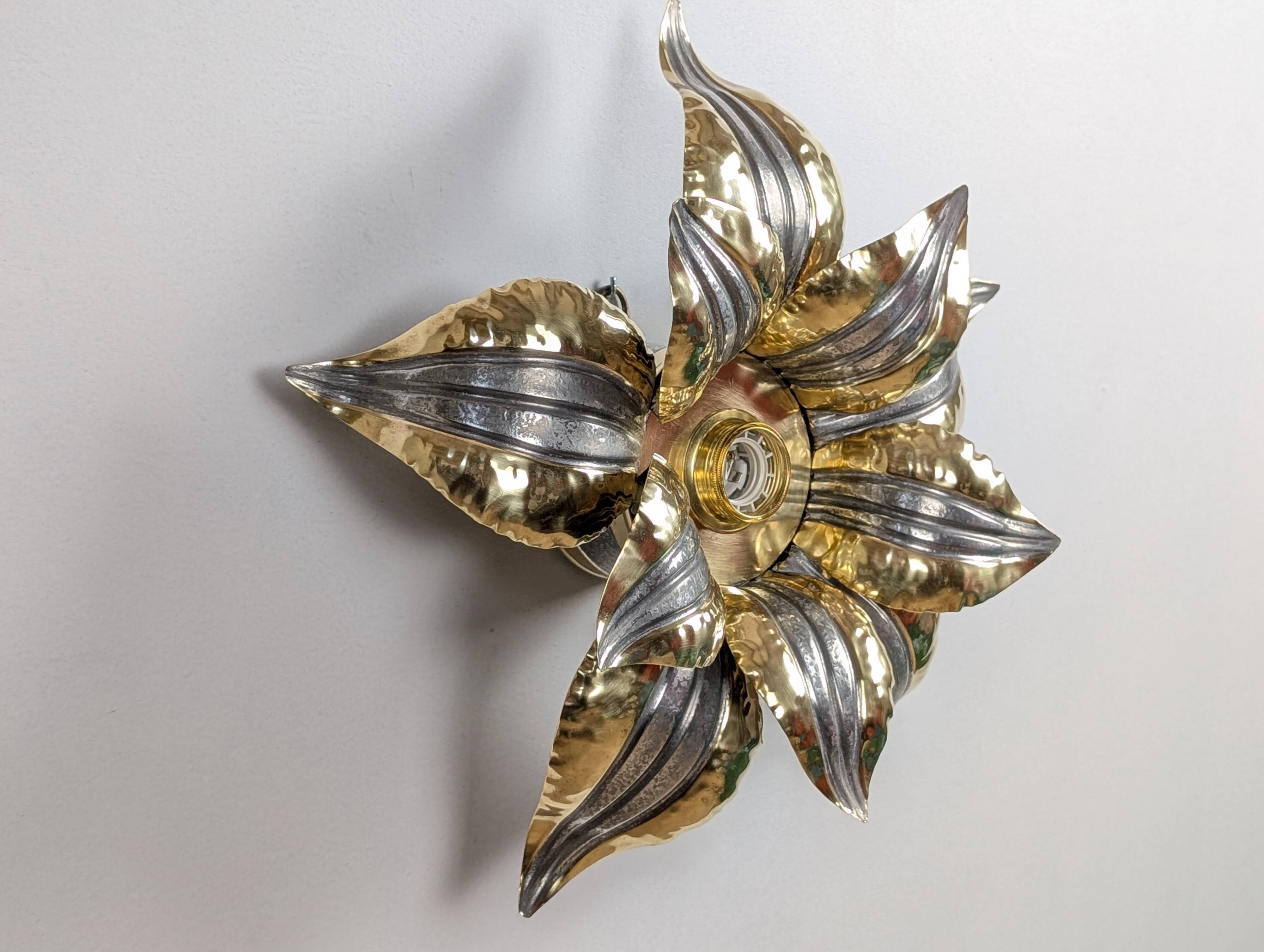 70's Brutalist Brass Wall/Ceiling Light