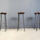 Tabourets de bar vintage en fer forgé français, années 1960 - lot de 3
