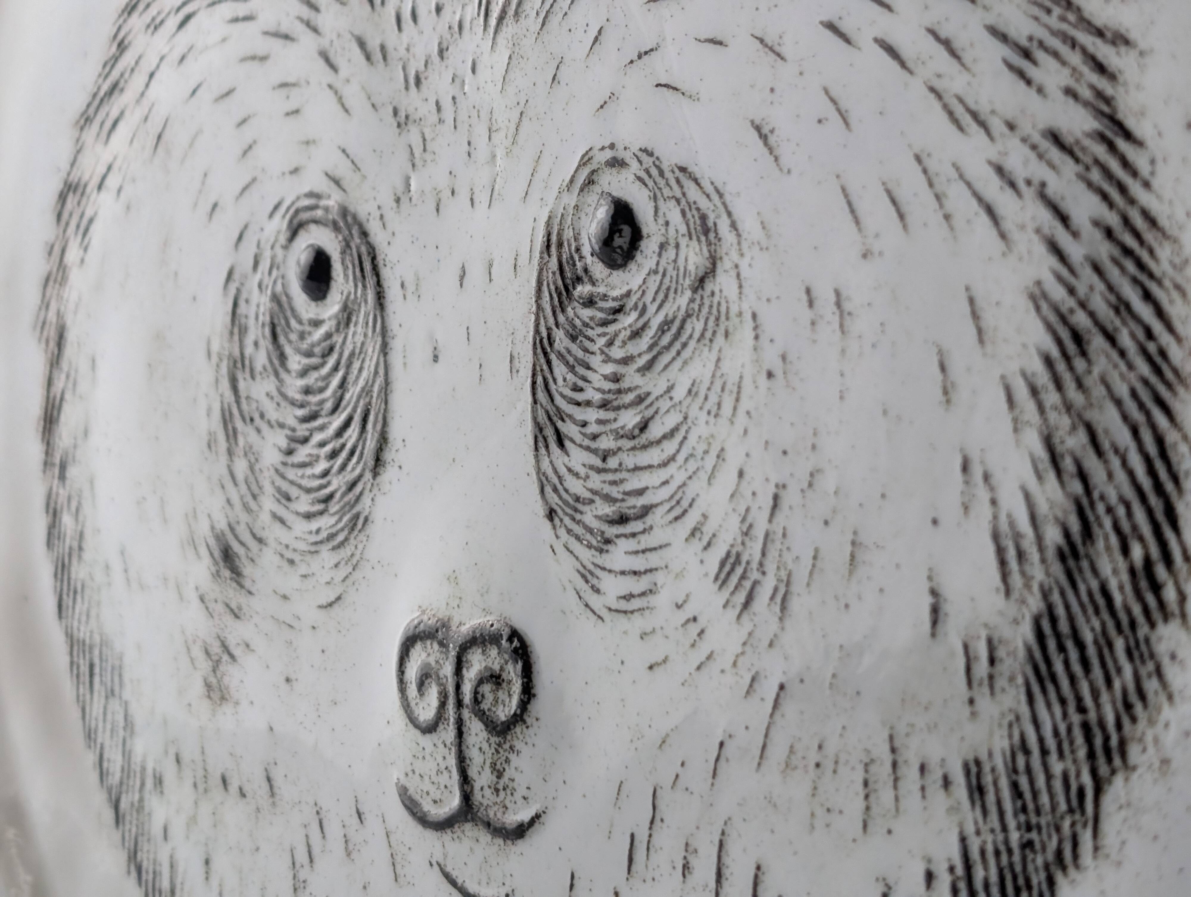 Oiva Toikka Ceramic Panda Bear Plate Nuutajärvi Finland 1983