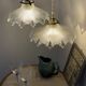 Suspension Holophane verre diamant vintage