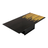 1980s Italian coffee table in black and yellow lacquered wood