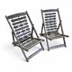 2 x weighty solid foldable wooden colonial deckchair / deck chair / 1960s