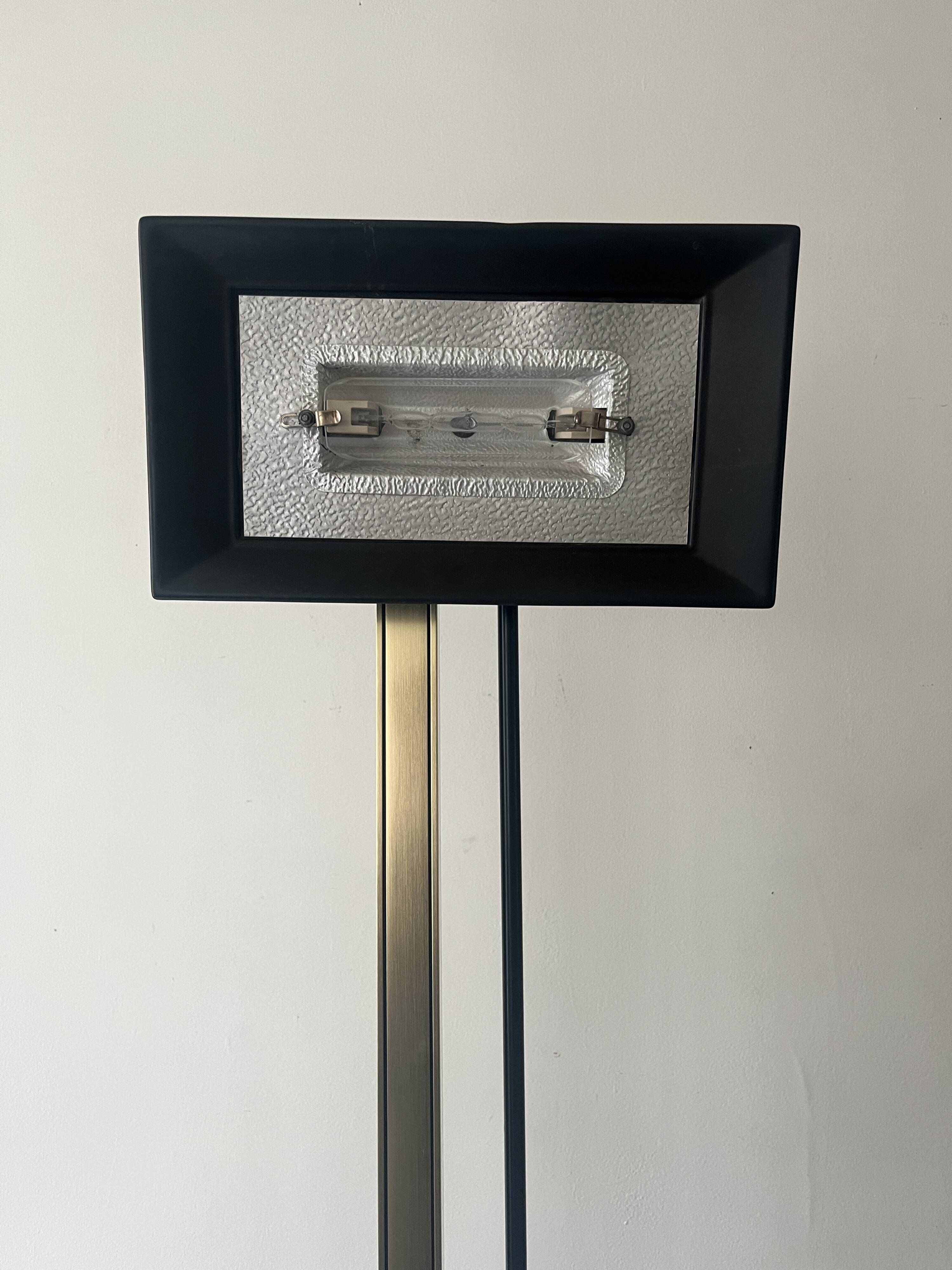 halogen floor lamp brass and black metal, relco milano 1970