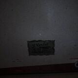 Faisan bleu Cubiste Tapisserie Laine Artiste René Fumeron Tableau France vintage 1970's