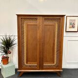 Rattan wardrobe with compass feet