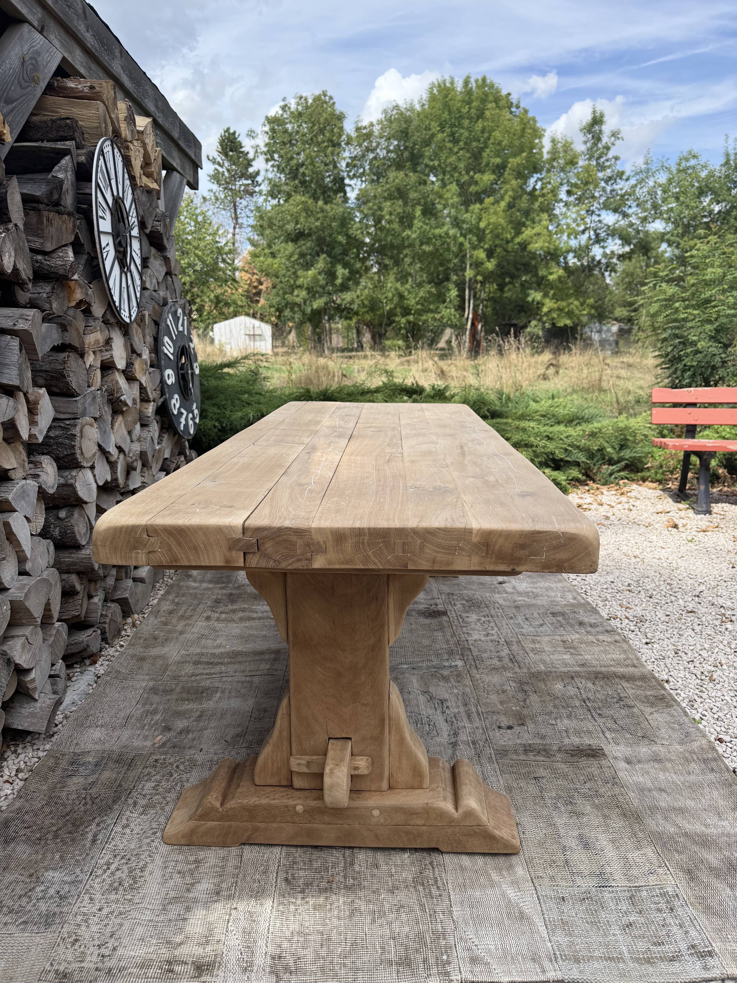 Monastery table, solid oak, 220cm.